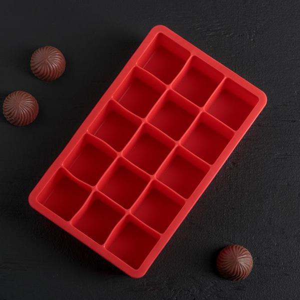 Форма для шоколада 15 ячеек Кубик 11,7 х 18,7 х 3,4 см