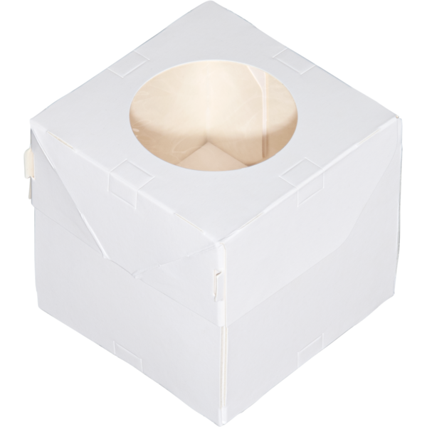 Коробка для  1 капкейка PRO, с окном, белая, ForGenika