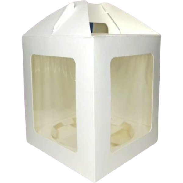 Коробка для кулича с ручками и окнами, белая 160 x 160 x180 мм