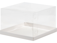 Коробка для бенто торта или кулича прозрачная, 160 x 160 x 120 мм, белая