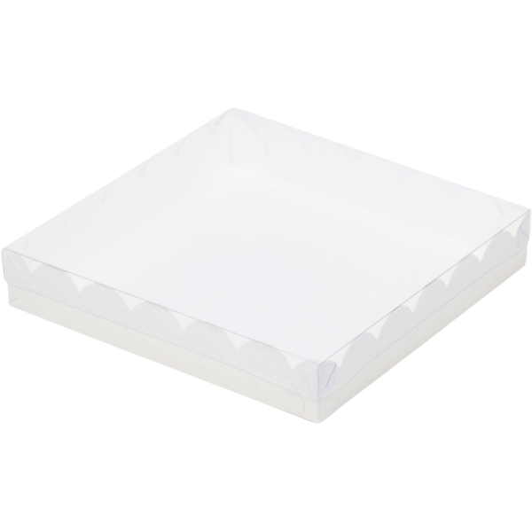 Коробка для пряников и печенья с прозрачной крышкой, размер 200 х 200 х 35 мм, белая