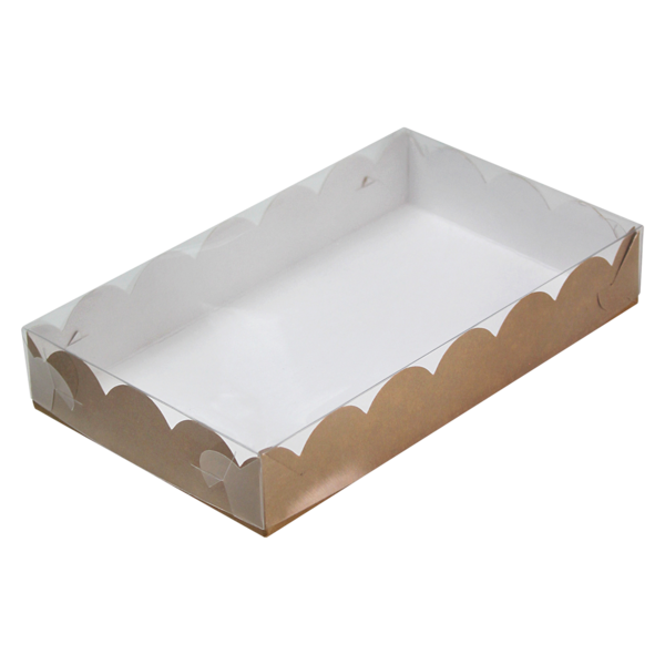 Коробка для пряников и печенья с прозрачной крышкой, размер 200 х 120 х 35 мм, крафт