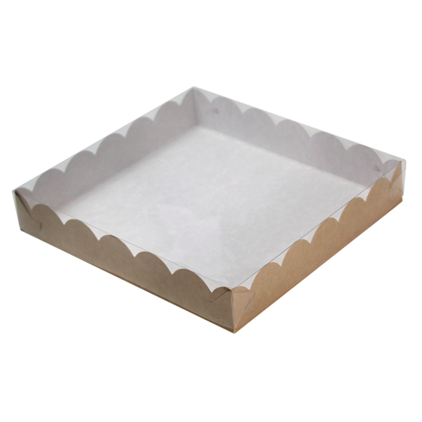 Коробка для пряников и печенья с прозрачной крышкой, размер 200 х 200 х 35 мм, крафт