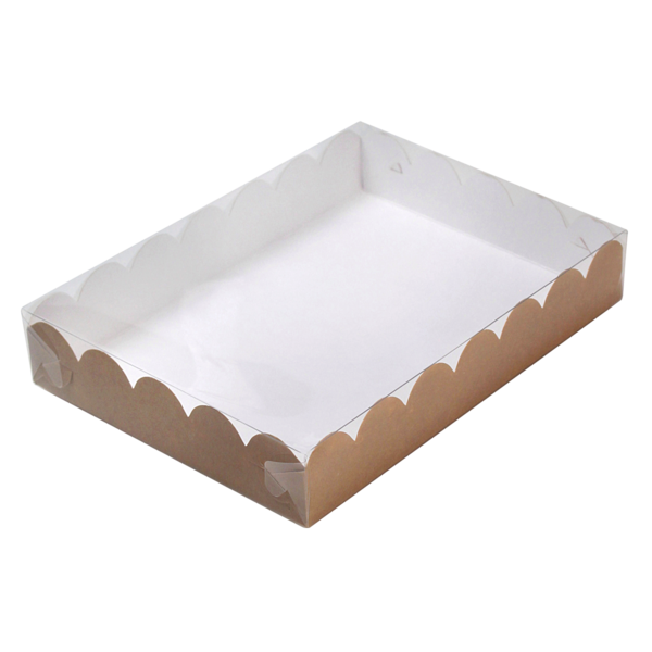 Коробка для пряников и печенья с прозрачной крышкой, размер 220 х 150 х 35 мм, крафт
