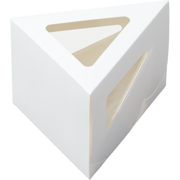 Коробка для кусочка торта или пирога, с окном, белая, 140 x 140 x 120 x 100 мм, ForGenika