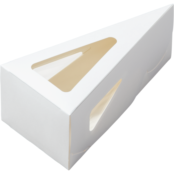 Коробка для кусочка торта или пирога, с окном, белая, 160 x 160 x 80 x 60 мм, ForGenika