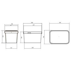 Ведро 3,3 л прямоугольное, с контрольным замком,D=249*156 мм (крышка в комплекте)