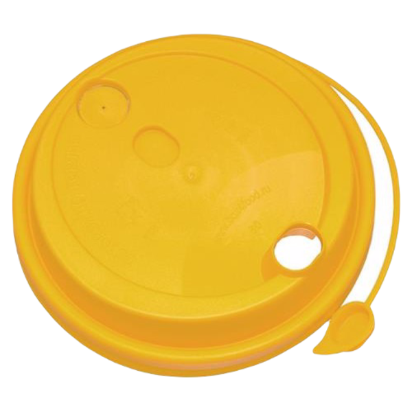 Крышка для стакана 250 мл с питейником, D=80 мм, желтая