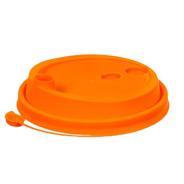 Крышка для стакана 300 - 500 мл с питейником, D=90 мм, оранжевая
