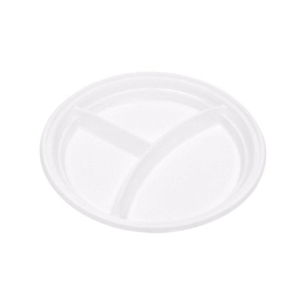 Тарелка одноразовая, 205 мм, 3 секции, белая