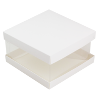 Коробка для торта прозрачная 220 x 220 x 120 мм, белая, I Love Bake