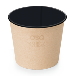 Контейнер для супа / суши / салатов круглый, 400 мл, крафт/черный , БЕЗ КРЫШКИ