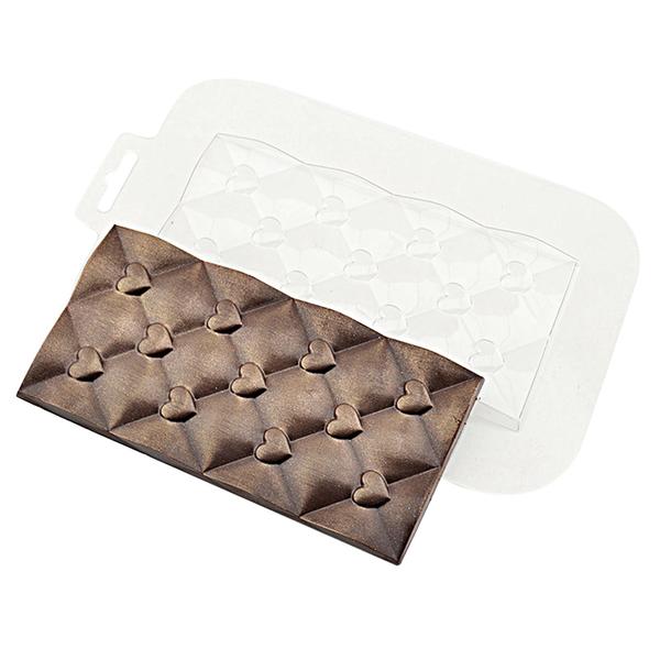 Форма для шоколада Плитка Сердечки, размер ячейки: 80 x 155 x 5 мм