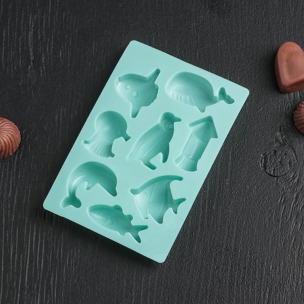 Форма для льда и шоколада Морская, 14 х 9,5 см, 8 ячеек,