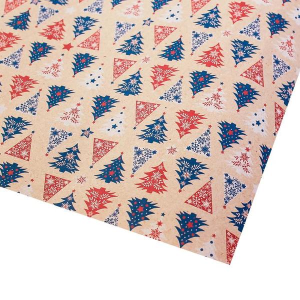 Бумага упаковочная крафтовая Узорные ёлочки, 50 × 70 см