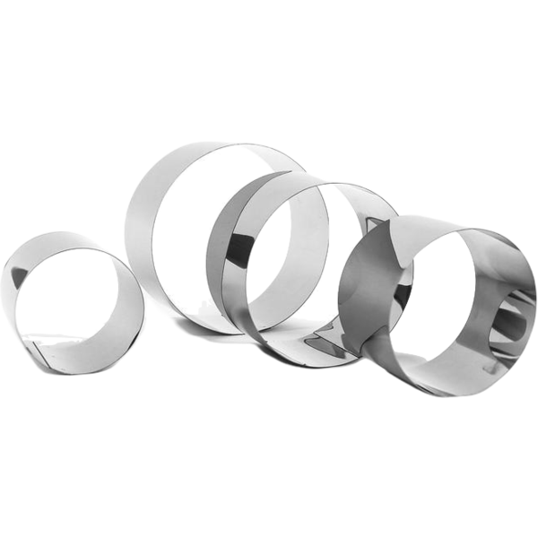 Набор форм колец для выпечки / выкладки / вырубка 4 предмета, диаметр 100, 90, 75, 60 мм