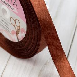 Лента атласная 12мм намотка 25 м коричневая
