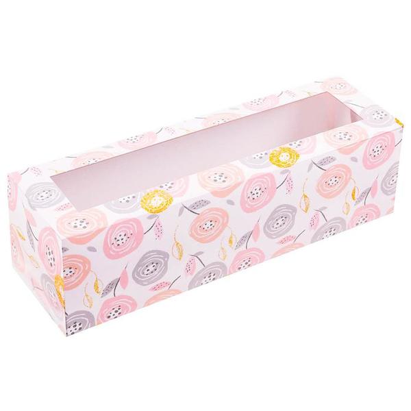 Коробка для макарун Цветочки, 5,5 x 18 x 5,5 см