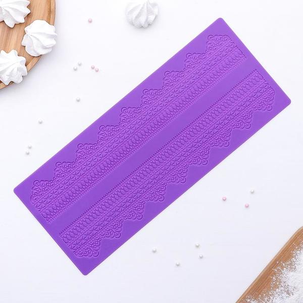 Коврик для айсинга Кружево, 38,7×16,5 см, цвет фиолетовый