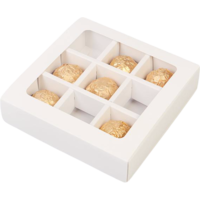 Коробка для конфет, 9 ячеек, белая, 140 х 140 х 40 мм, I Love Bake