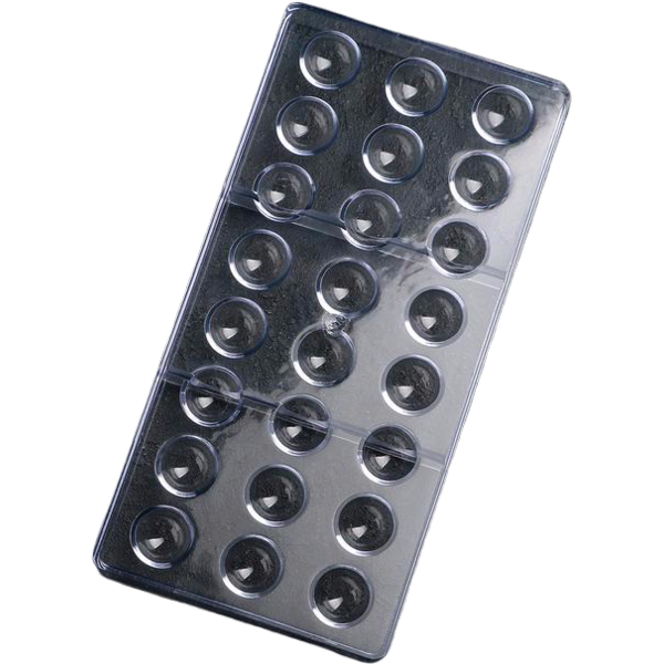 Поликарбонатная форма для конфет Полусфера 24 ячейки, 27,5 x 13,5 x 2,4 см