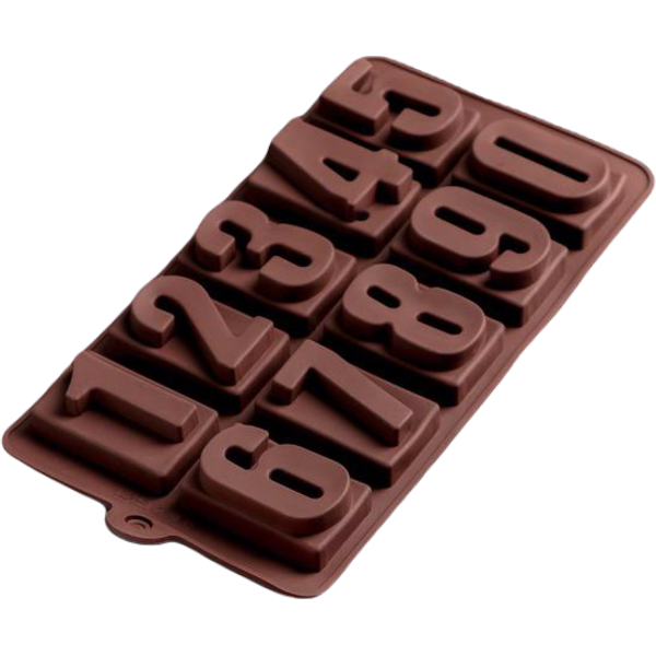 Форма для шоколада Цифры, 20 х 11 см, 10 ячеек (4 x 2,5 см)