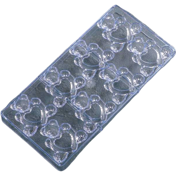 Поликарбонатная форма для конфет Влюбленные мишки 8 ячеек, 28 x 14 x 2,4 см