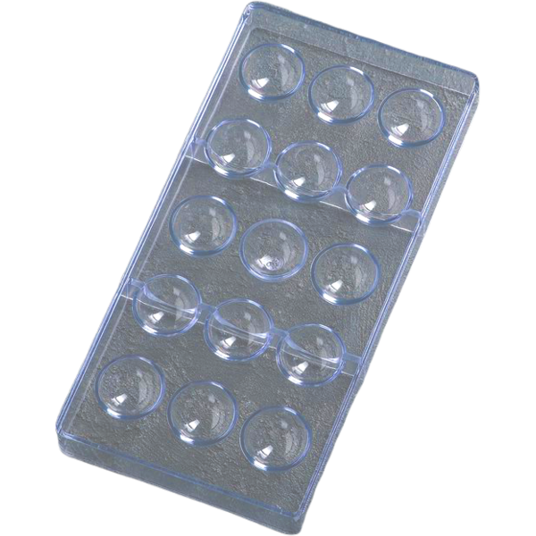 Поликарбонатная форма для конфет Полусфера 15 ячеек, 28 x 14 x 2,4 см