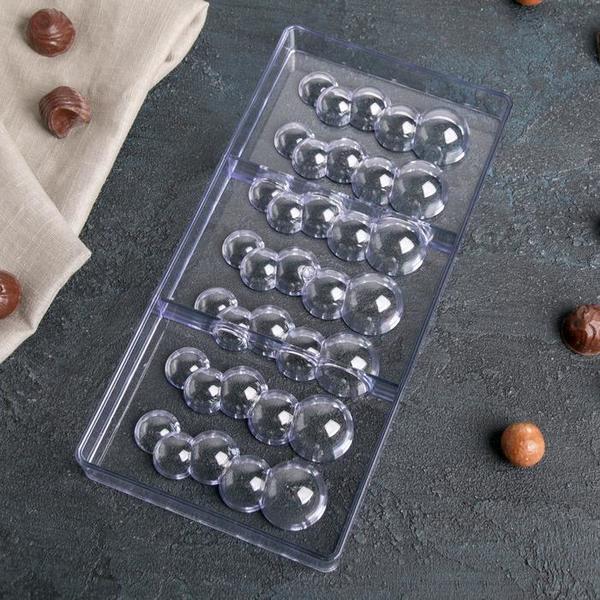 Поликарбонатная форма для конфет Пузыри 7 ячеек, 33 x 16,5 x 2,5 см
