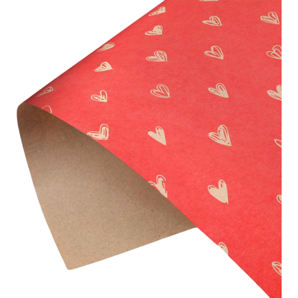 Бумага крафтовая Сердечки красный фон, 50 x 70 см