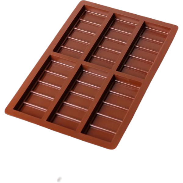 Форма для шоколада Плитка, 26 х 17 х 1,5 см, 6 ячеек (11,3 х 4,4 см), цвет шоколадный