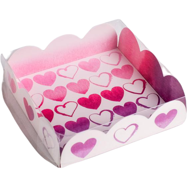 Коробка для кондиерских изделий с PVC Любовью, 10,5 x 10,5 x 3 см