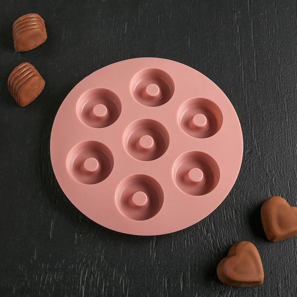 Форма для льда и шоколада Пончики, 15,5 х 1,3 см, 7 ячеек,