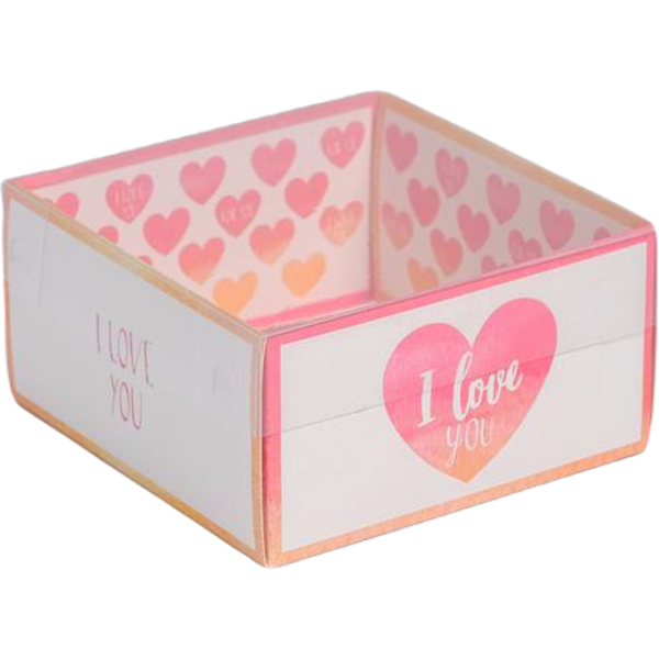 Коробка под бенто-торт с PVC крышкой I love you, 12 х 6 х 11,5 см