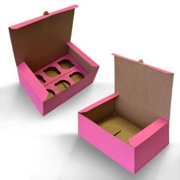 Коробка на 6 капкейков розовая, 24 х 16 х 10 см