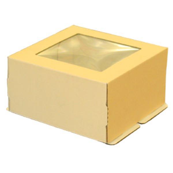 Коробка для торта и десертов с окном 21 х 21 х 11 см бежевая