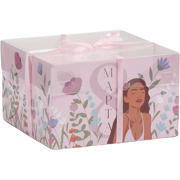 Коробка для капкейков с PVC крышкой Очарование 16 × 16 × 10 см