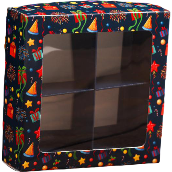Коробка для конфет 4 шт Волшебного Нового года, 12,6 х 12,6 х 3,5 см
