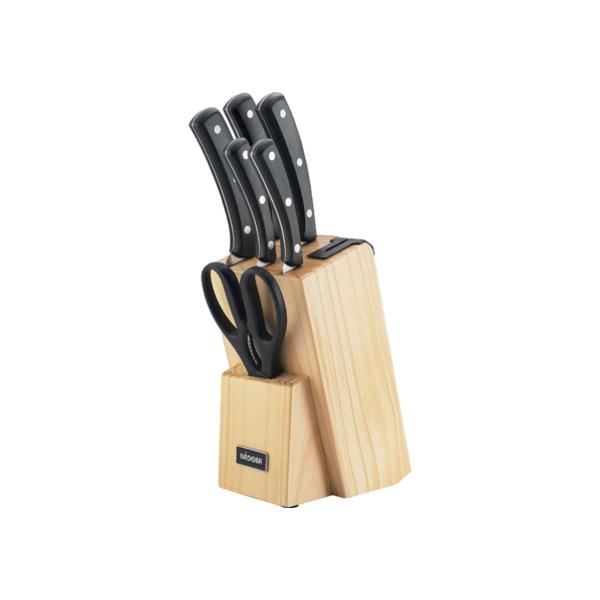 Набор из 5 кухонных ножей и блока для ножей с ножеточкой, NADOBA, серия HELGA