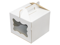 Коробка для торта усиленная с ручкой и боковым окном 240 х 240 х 200 мм, белая, I Love Bake