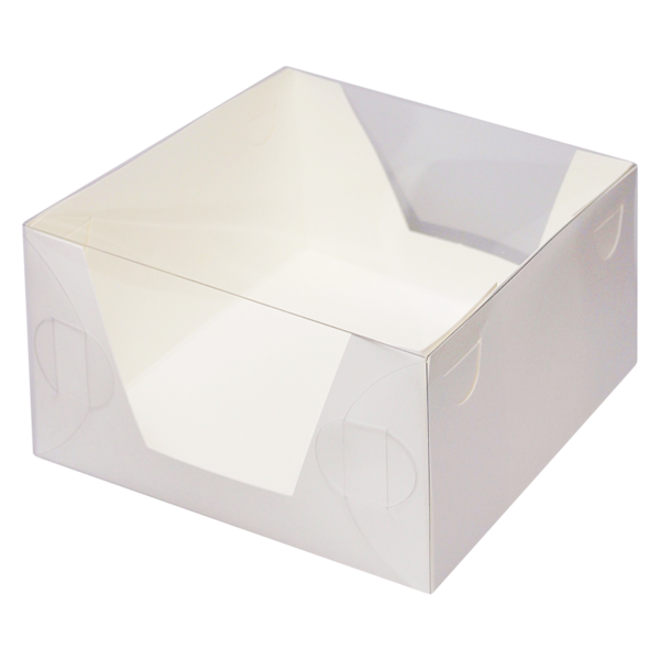 Коробка для торта прозрачная, 160x160x95, золотая