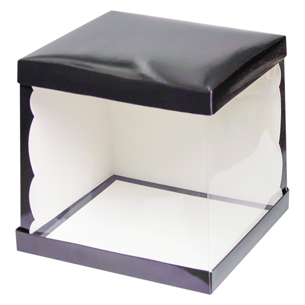 Коробка для торта прозрачная, 260x260x240, черная