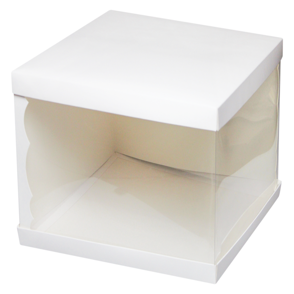 Коробка для торта прозрачная, 300x300x240, белая
