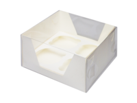Коробка для капкейков на 4 шт. прозрачная, 160 x 160 x 95, белая, I Love Bake