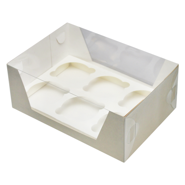 Коробка для капкейков на 6 шт. прозрачная, 235 x 160 x 95, крафт