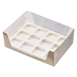 Коробка для капкейков на 12 шт. прозрачная, 310 x 235 x 95, крафт, I Love Bake