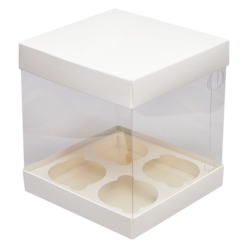 Коробка для трайфлов прозрачная, 160 x 160 x 180, белая, I Love Bake