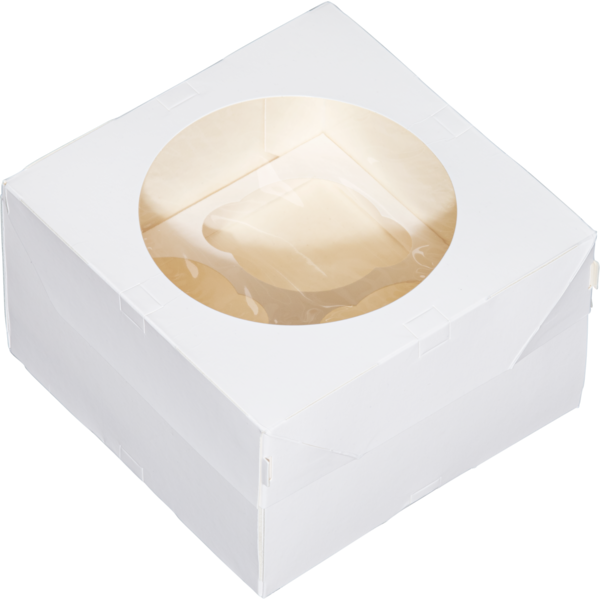 Коробка для  4 капкейка PRO, с окном, белая, ForGenika