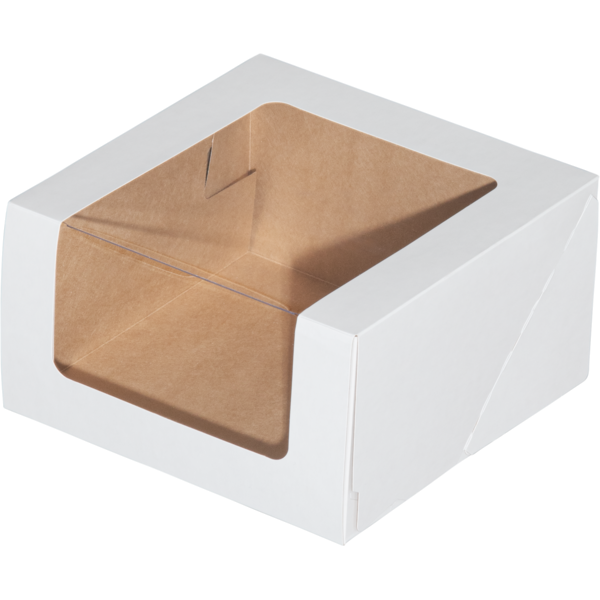 Коробка для торта с большим с окном, белая, 180 x 180 x 100 мм, ForGenika