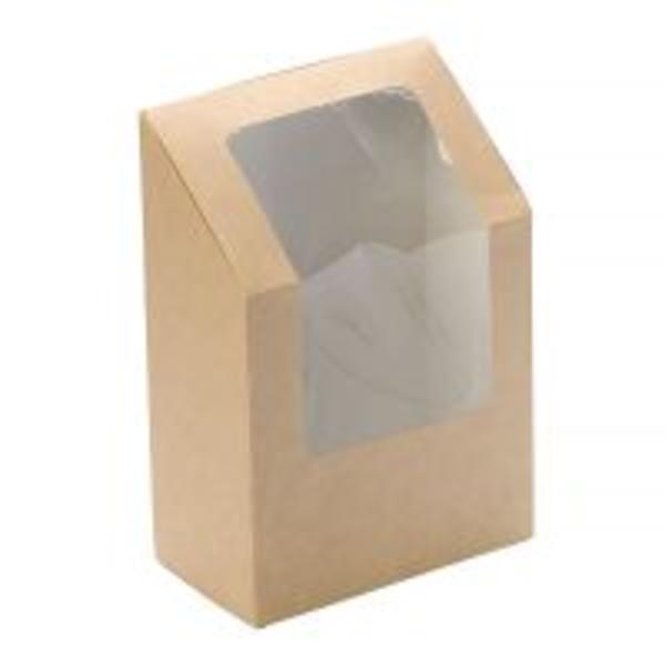 Коробка для роллов крафт с окном 9 х 5 х 13 см, внутри ламинация